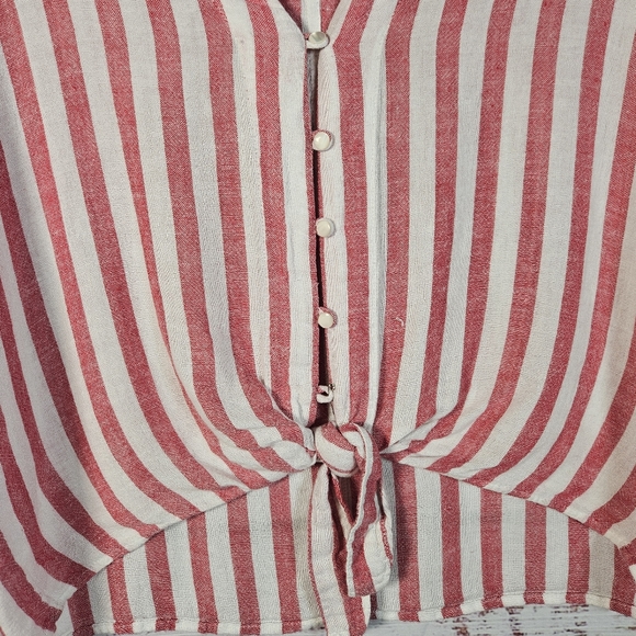 Rails Thea Carmine stripe button up tie top - Picture 7 of 15